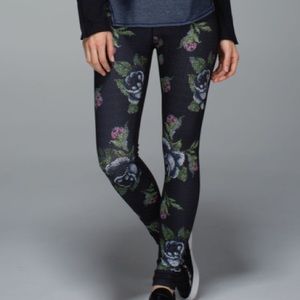 lululemon athletica wonder under garden party rose embroidered leggings